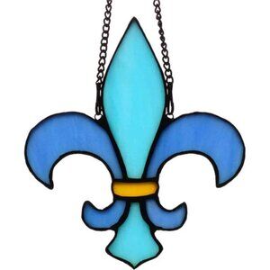 Fleur De Lis Decor Stained Glass Window Hangings,Handmade Housewarming Gifts